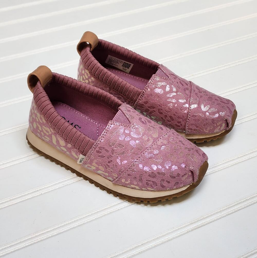 Toms Girls Alpargata Resident Shoes Size 13 Kids Cosmic Pink Iridescent Leopard